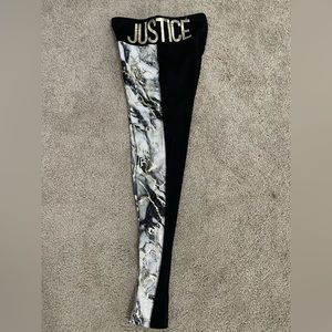 Justice Marble and black print leggings